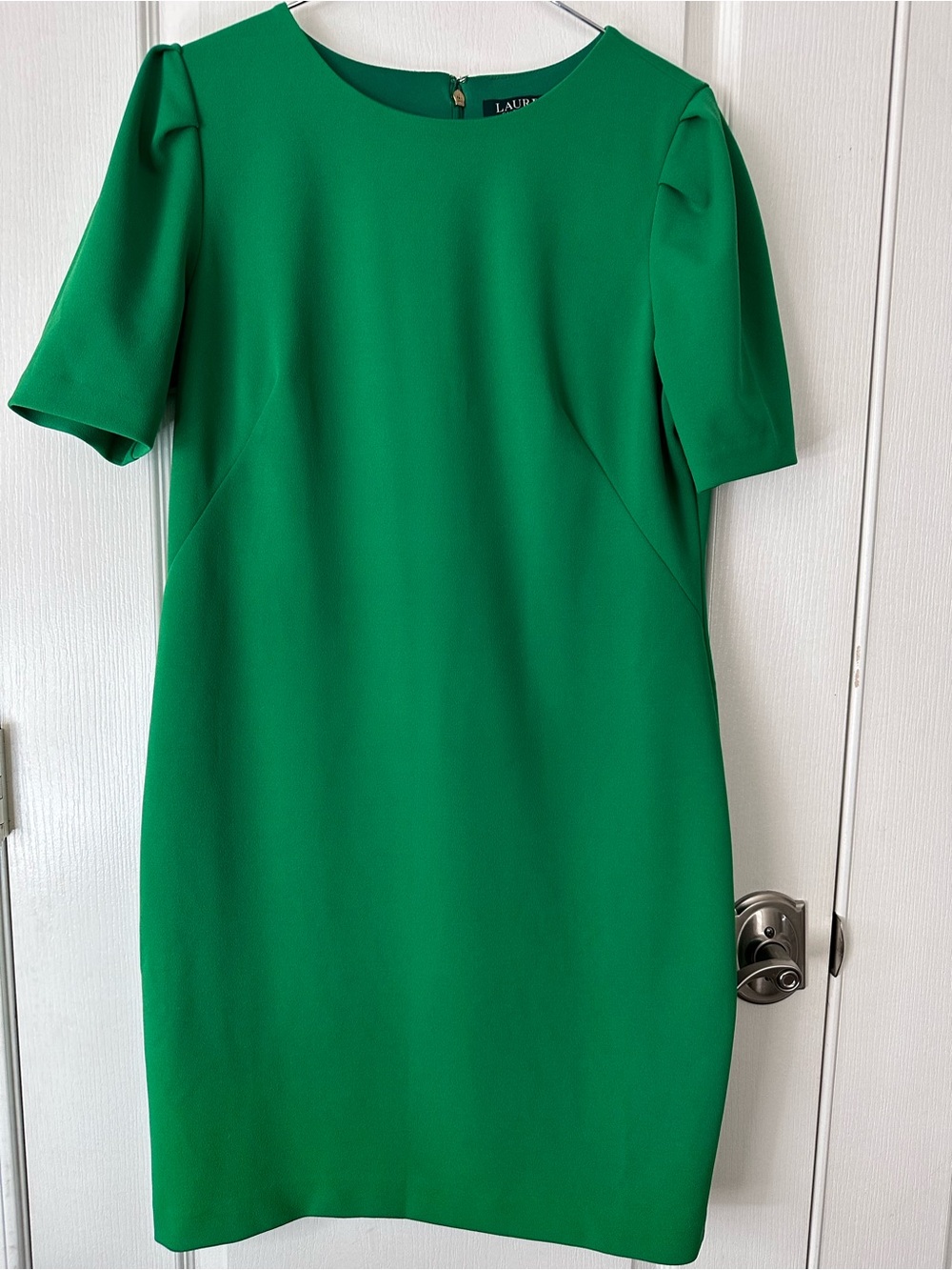 Lauren Ralph Lauren Emerald Green Short-Sleeve Sheath Dress Office/ Sun Church